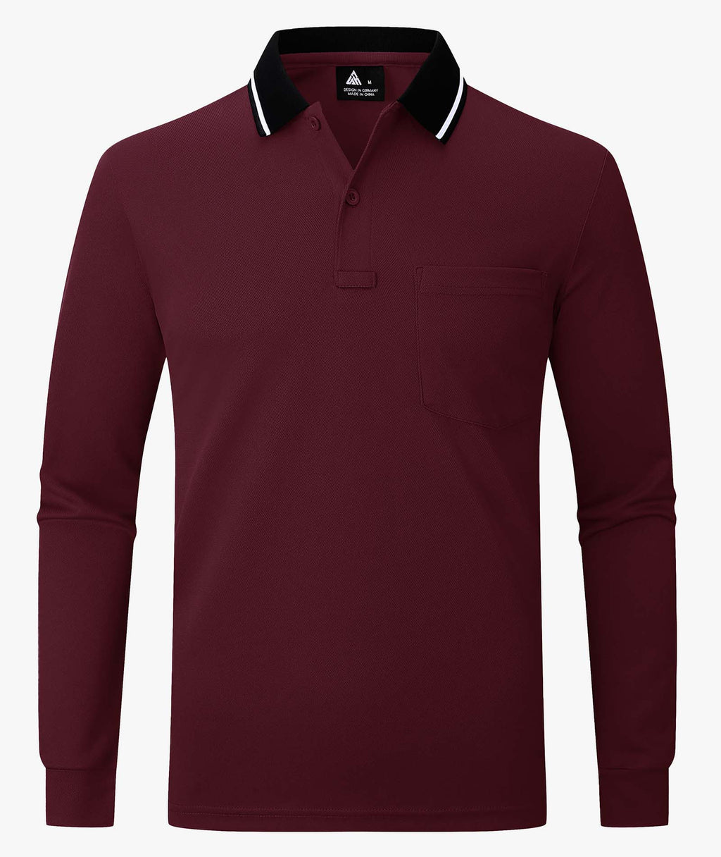 Contrast Collar Long Sleeve Polo