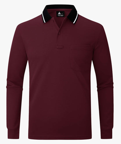 Contrast Collar Long Sleeve Polo