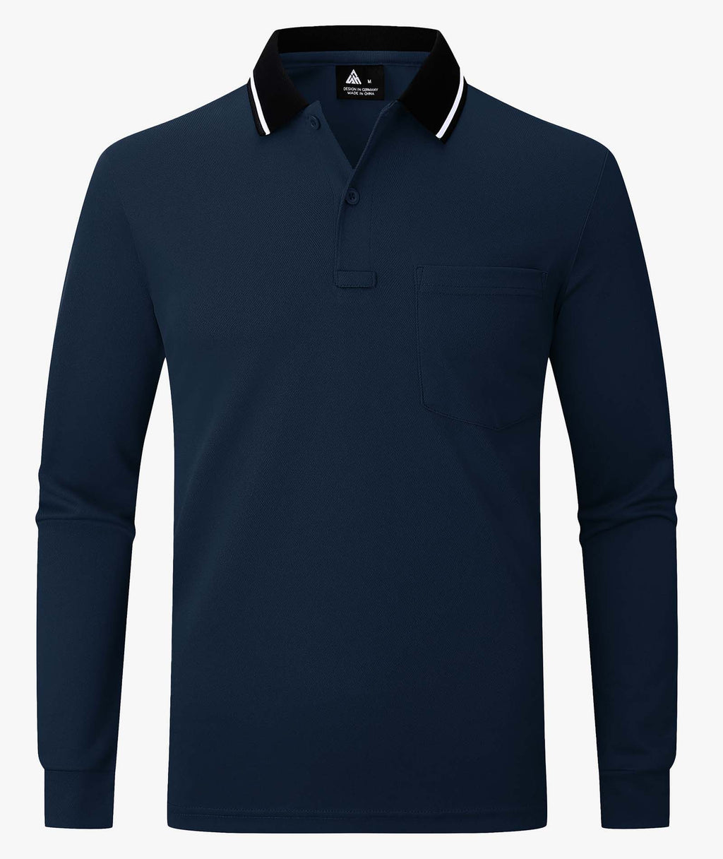 Contrast Collar Long Sleeve Polo