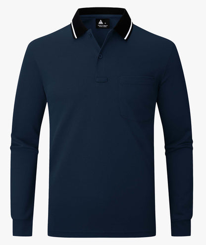 Contrast Collar Long Sleeve Polo