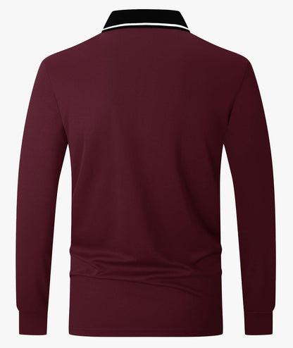 Contrast Collar Long Sleeve Polo