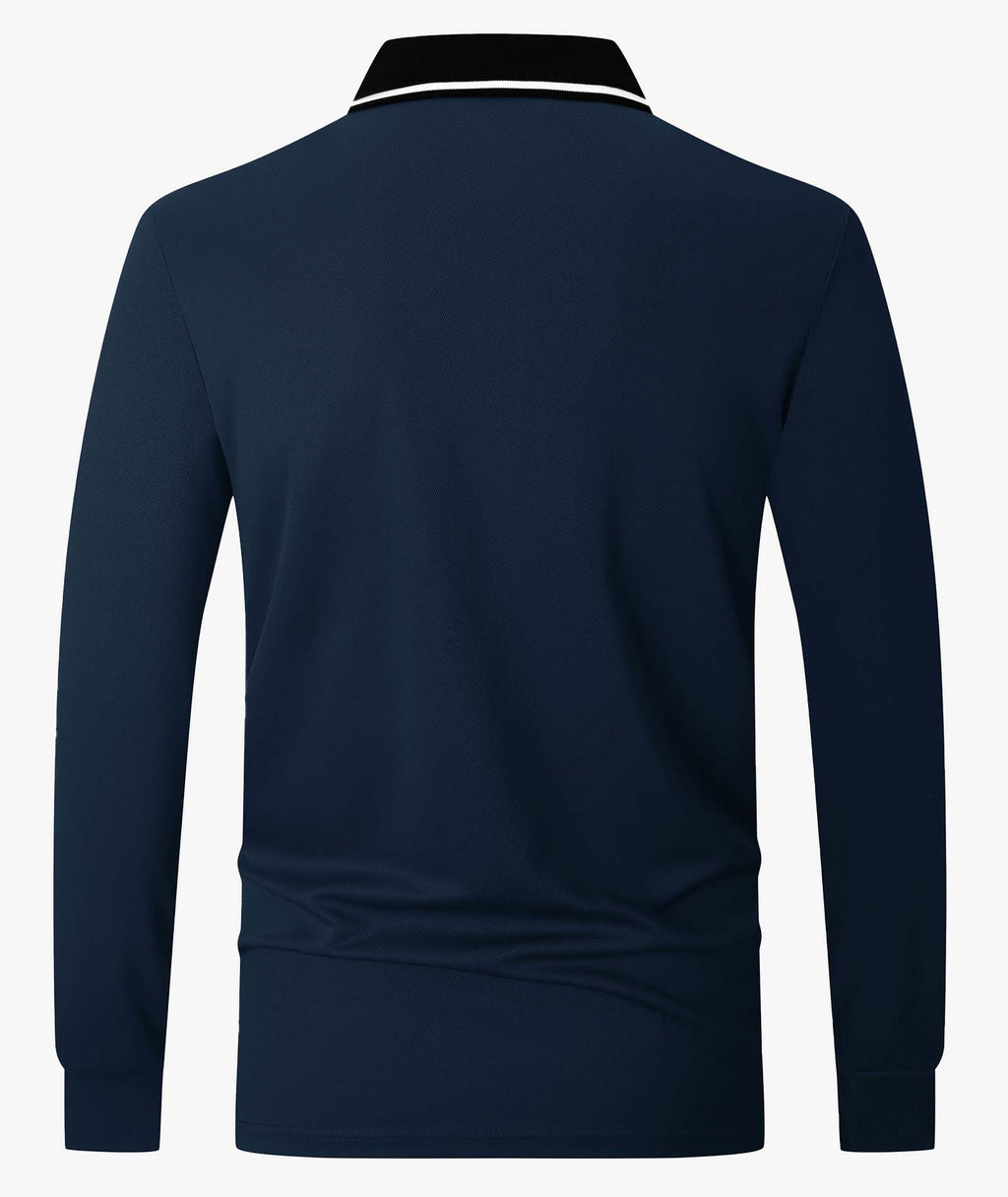 Contrast Collar Long Sleeve Polo